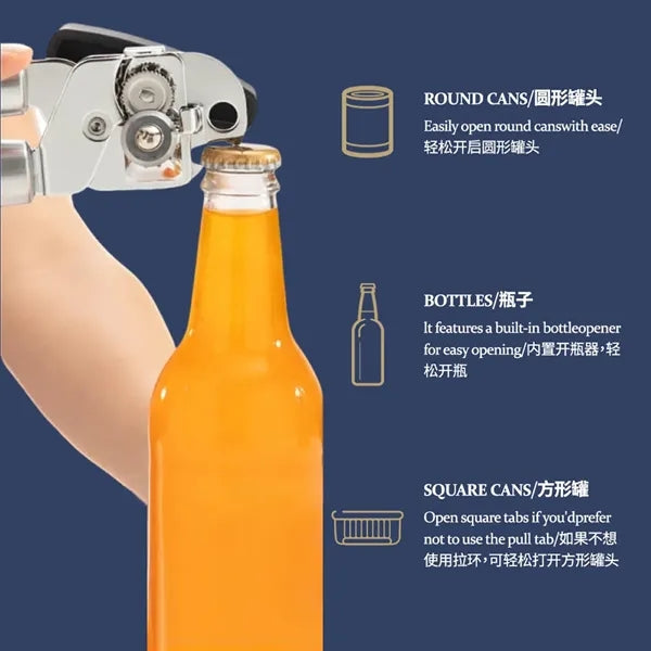 Manual Can and Bottle Opener With Soft Touch Handle
