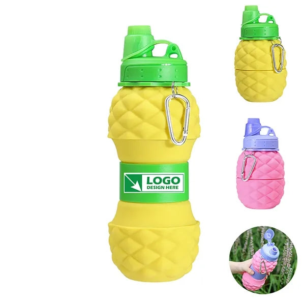 24oz Pineapple Collapsible Silicone Water Bottle