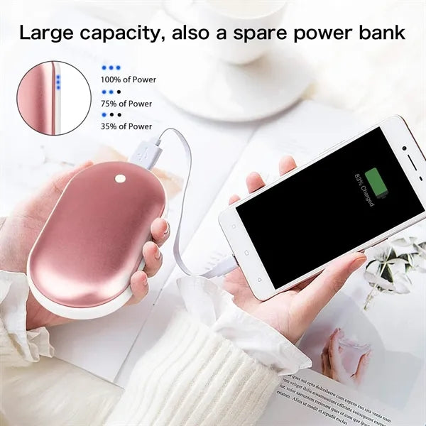 2 in 1 USB Rechargeable Hand Warmer Power Bank Pocket Heater