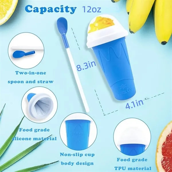 12oz Quick Frozen Double Layer Squeeze Slushie Maker Cup
