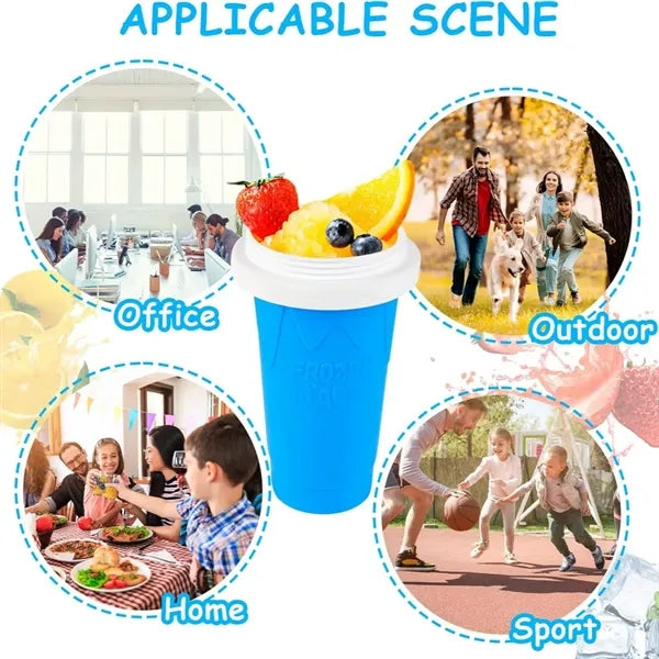 12oz Quick Frozen Double Layer Squeeze Slushie Maker Cup