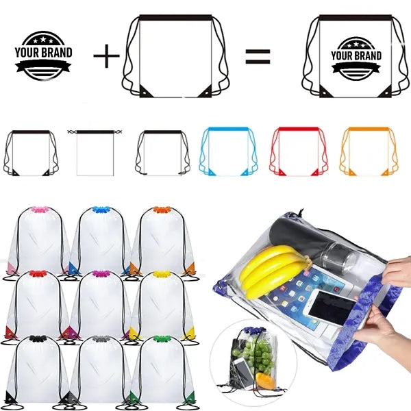 Logo PVC Stadium Clear Waterproof Drawstring Bag