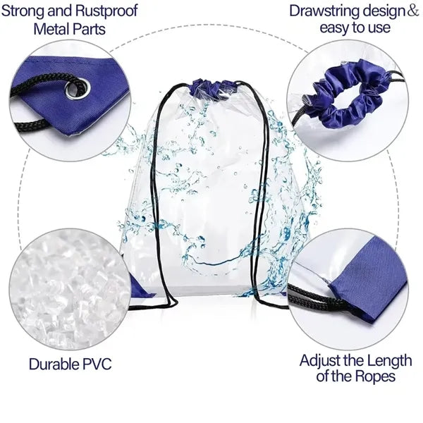 Logo PVC Stadium Clear Waterproof Drawstring Bag