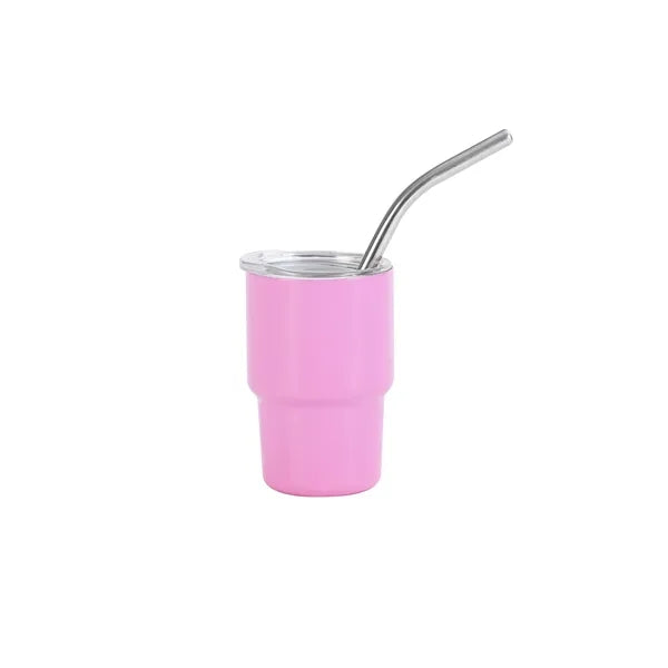 3 oz Mini Tumbler Shot Glass with Straw