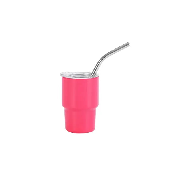 3 oz Mini Tumbler Shot Glass with Straw