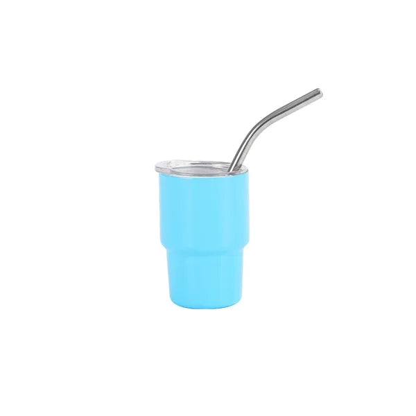 3 oz Mini Tumbler Shot Glass with Straw