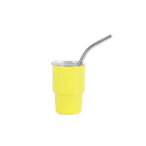 3 oz Mini Tumbler Shot Glass with Straw