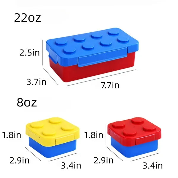 Brick Design Stackable Lunch Box Container With A Blue Bag