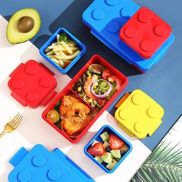 Brick Design Stackable Lunch Box Container With A Blue Bag