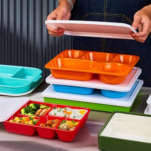 9in Four Compartment Fast Food Plate With White Lid