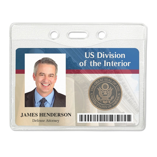 Horizontal Oversize Vinyl Badge Holder w/ Slot & Chain Holes