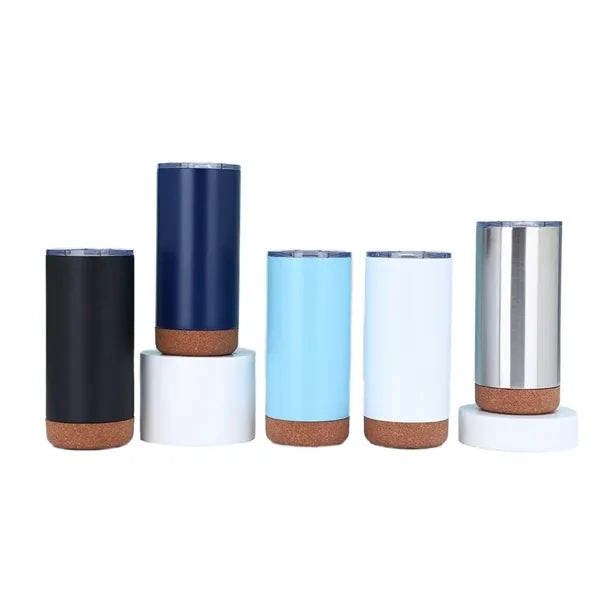 16 oz Double Walled Stainless Tumbler with Cork Bottom