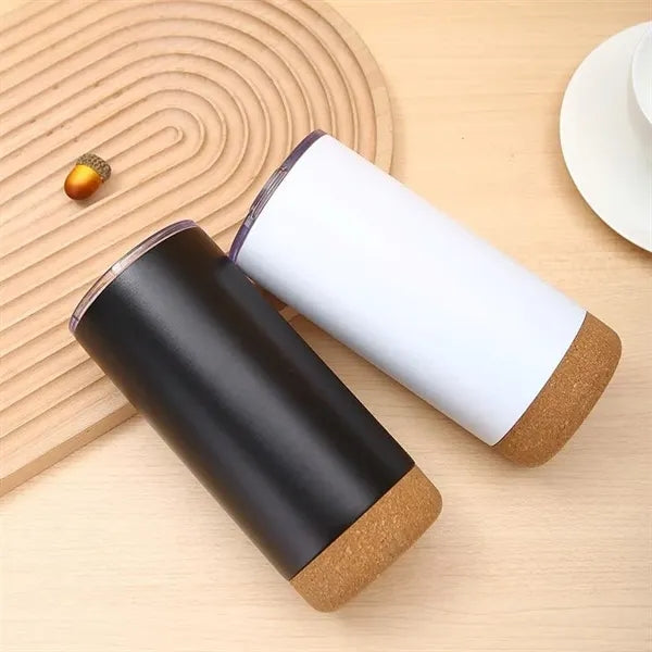 16 oz Double Walled Stainless Tumbler with Cork Bottom