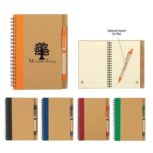 Eco-inspired Spiral Notebook & Pen(5 1/4"x7")