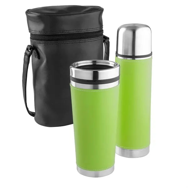 Leatherette Tumbler/ Vacuum Bottle Set