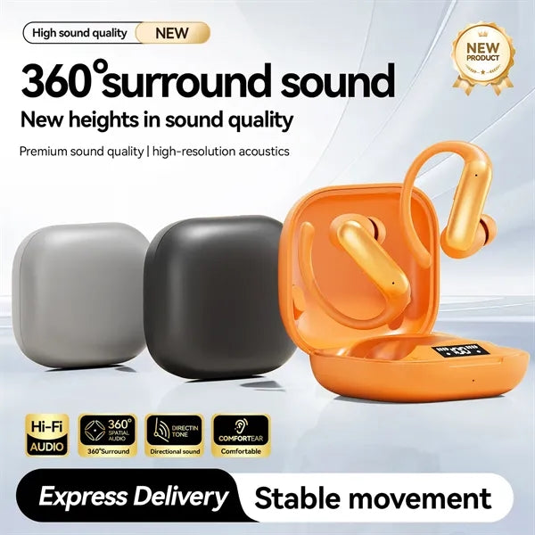 2025 Open-Ear Earbuds 360 Surround Sound Long Battery Life