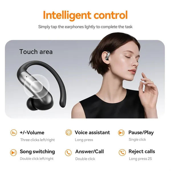 2025 Open-Ear Earbuds 360 Surround Sound Long Battery Life