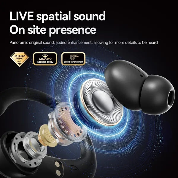 2025 Open-Ear Earbuds 360 Surround Sound Long Battery Life