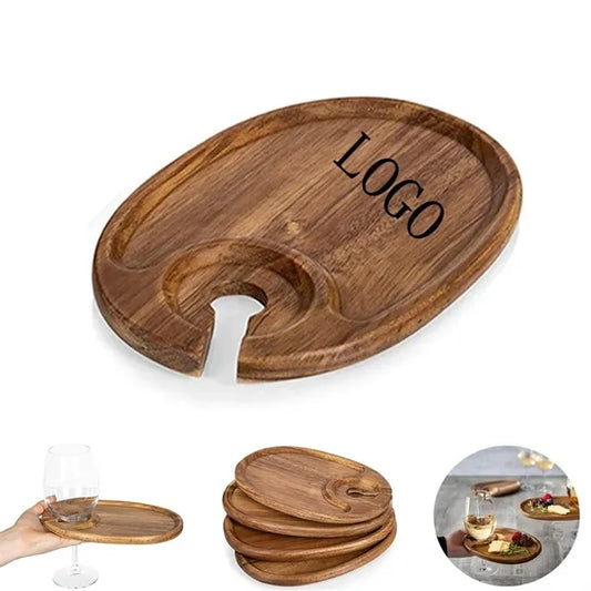 Recessed Bamboo Tray with Wine Glass Holder
