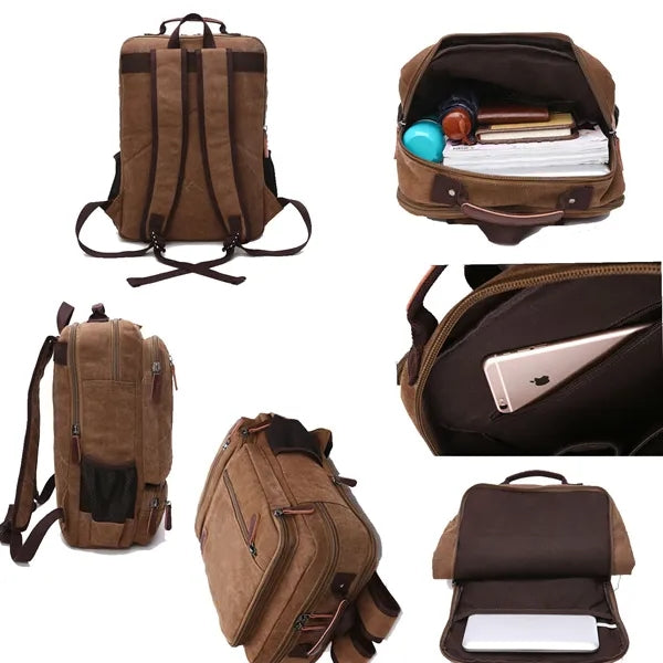 Large Capacity Canvas Rucksack Travel Backpack for Outdoor