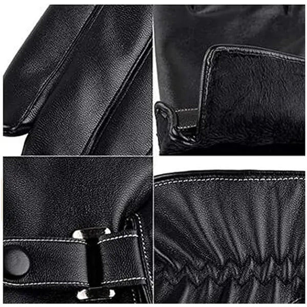 PU Leather Outdoor Plus Thick Velvet Touch Screen Gloves