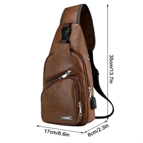 USB Fanny Pack Crossbody Sling Bag Strap Chest Daypack