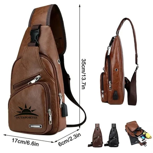 USB Fanny Pack Crossbody Sling Bag Strap Chest Daypack