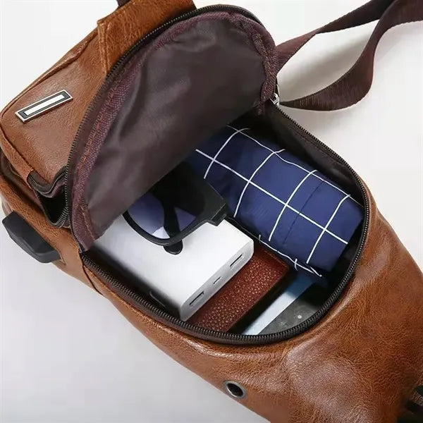 USB Fanny Pack Crossbody Sling Bag Strap Chest Daypack