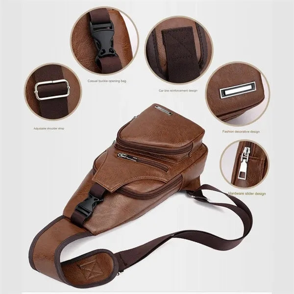 USB Fanny Pack Crossbody Sling Bag Strap Chest Daypack
