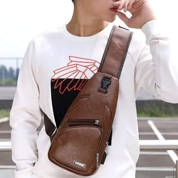 USB Fanny Pack Crossbody Sling Bag Strap Chest Daypack