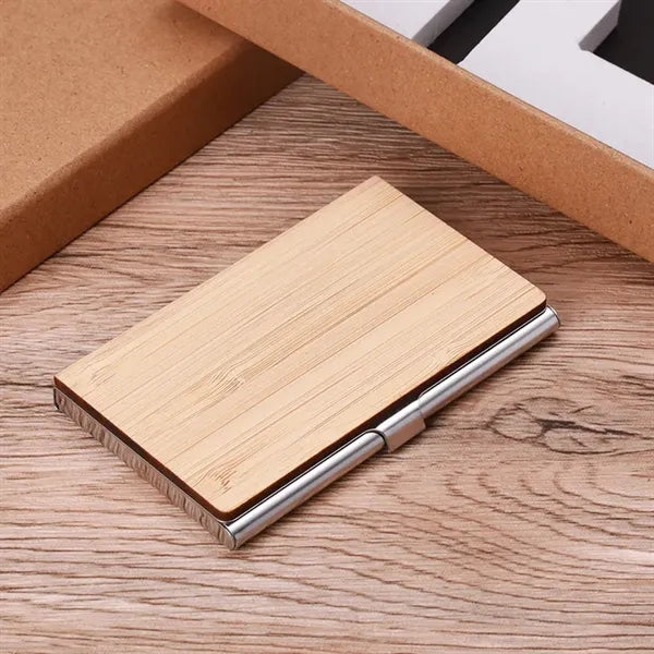 Bamboo Gift Set with Pen Business Card Holder and Keychain