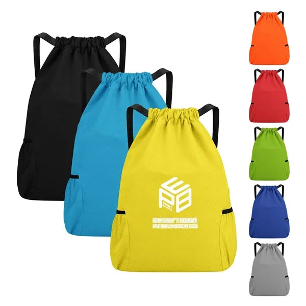 Waterproof Drawstring Backpack With 2 Mesh Pockets