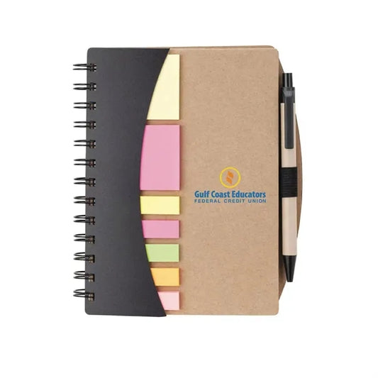 Spiral Notebook with Pen & Sticky Notes - Ocean