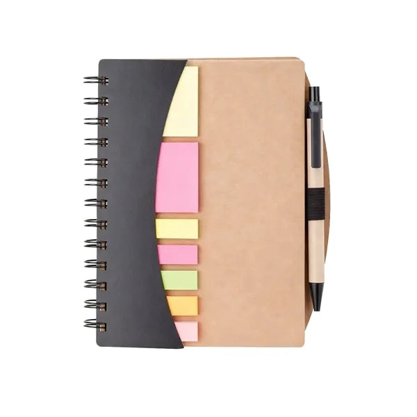 Spiral Notebook with Pen & Sticky Notes - Ocean
