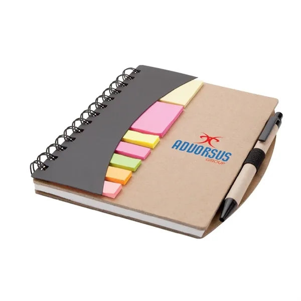 Spiral Notebook with Pen & Sticky Notes - Ocean