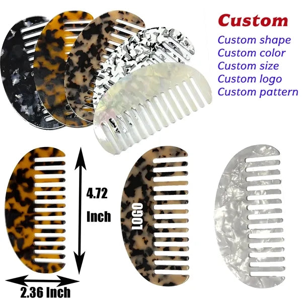 Women Colorful Anti Static 4.72inch Semicircle Acetate Comb