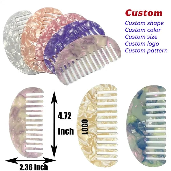 Sweet Colorful Anti Static 4.72inch Semicircle Acetate Comb