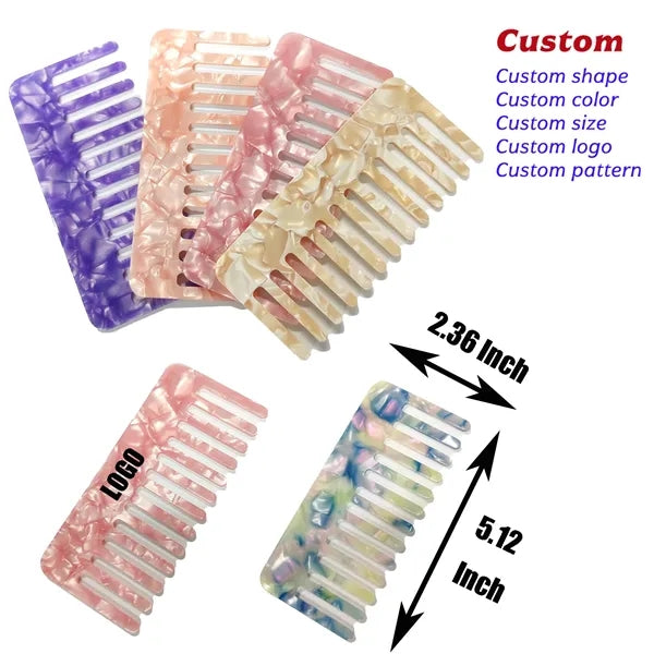 Sweet Colorful Anti Static 5.12inch Rectangle Acetate Comb