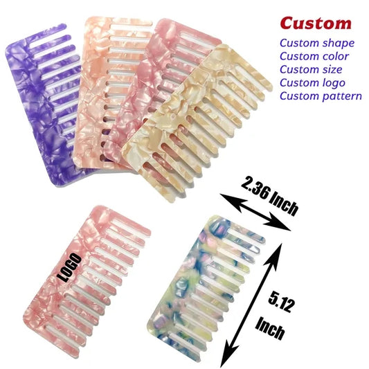 Sweet Colorful Anti Static 5.12inch Rectangle Acetate Comb
