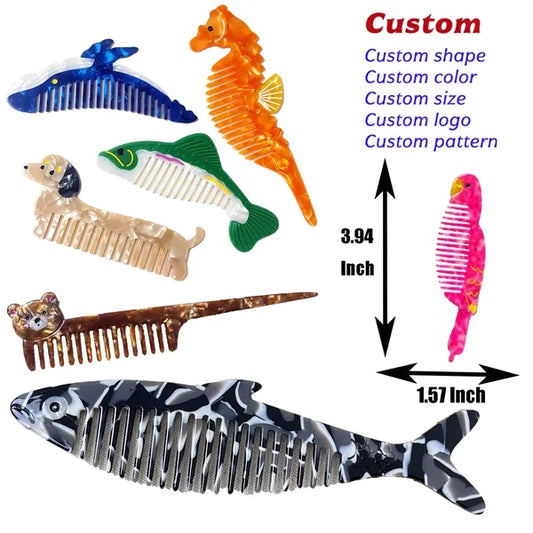 Women New Anti Static 3.94inch animal Acetate Comb