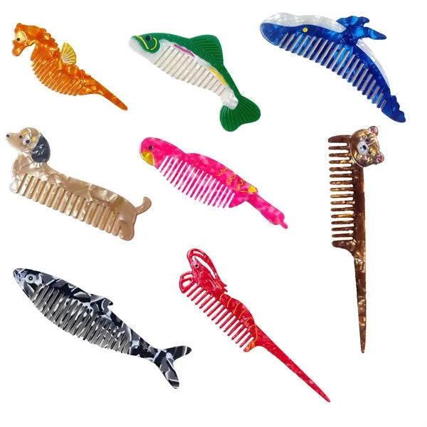Women New Anti Static 3.94inch animal Acetate Comb