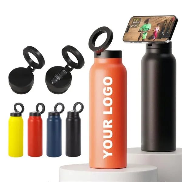 Magnetic Phone Holder Stainless Steel Insulated Water Bottle
