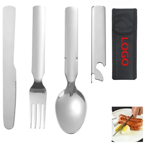 4-in-1 Stainless Steel Camping Utensil Spoon Fork Knife