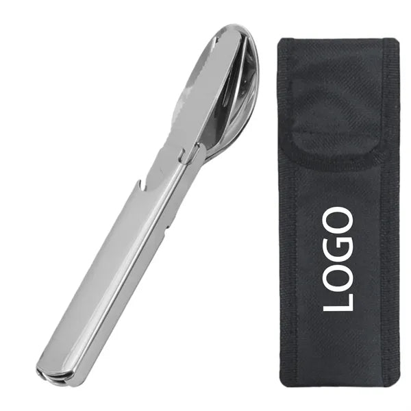 4-in-1 Stainless Steel Camping Utensil Spoon Fork Knife