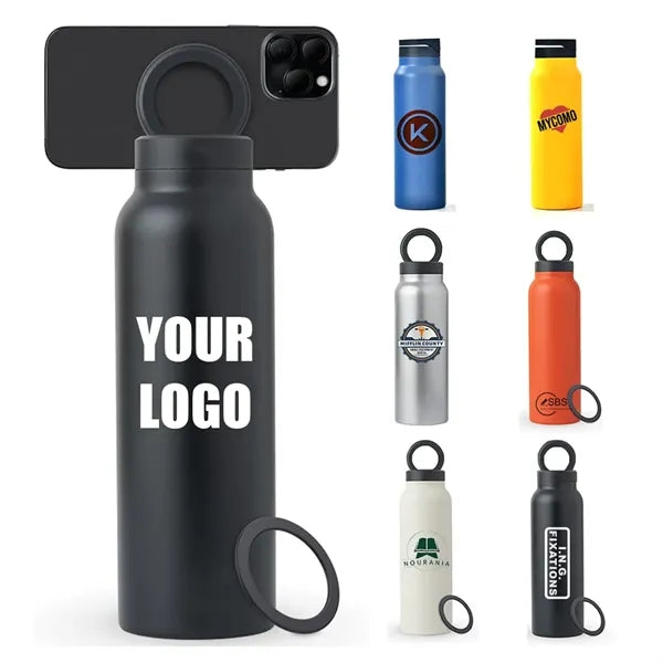 Magnetic Phone Holder Stainless Steel Insulated Water Bottle