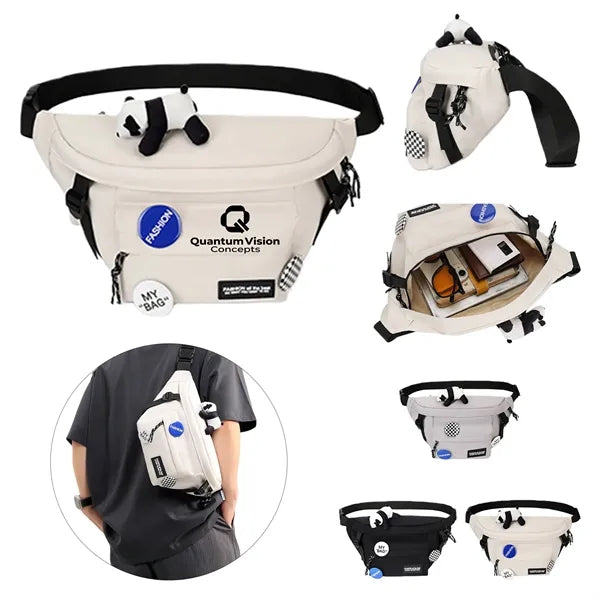Streetwear Crossbody Fanny Pack with Cute Panda Charm