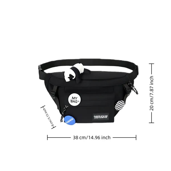 Streetwear Crossbody Fanny Pack with Cute Panda Charm