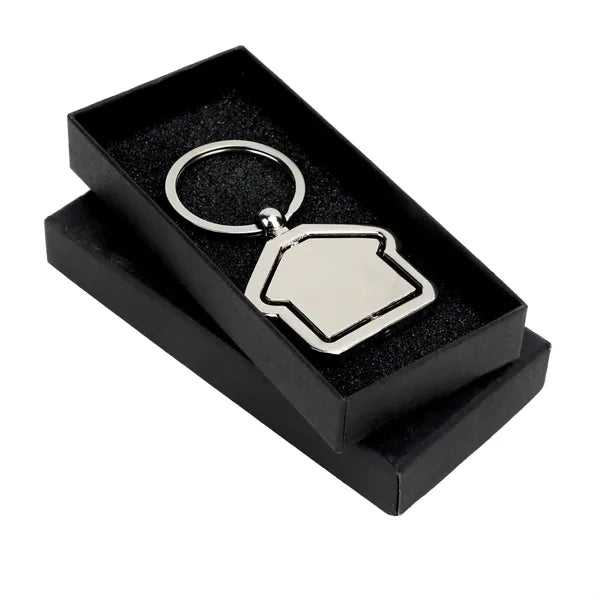 House Shaped Metal Keychain