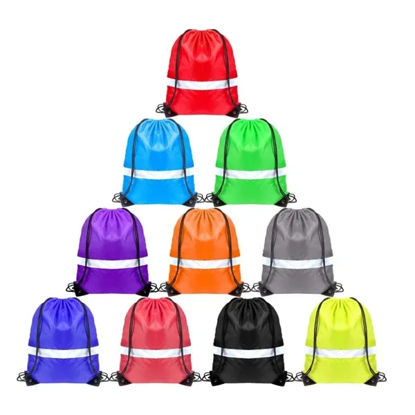 Reflective safety Drawstring Backpack