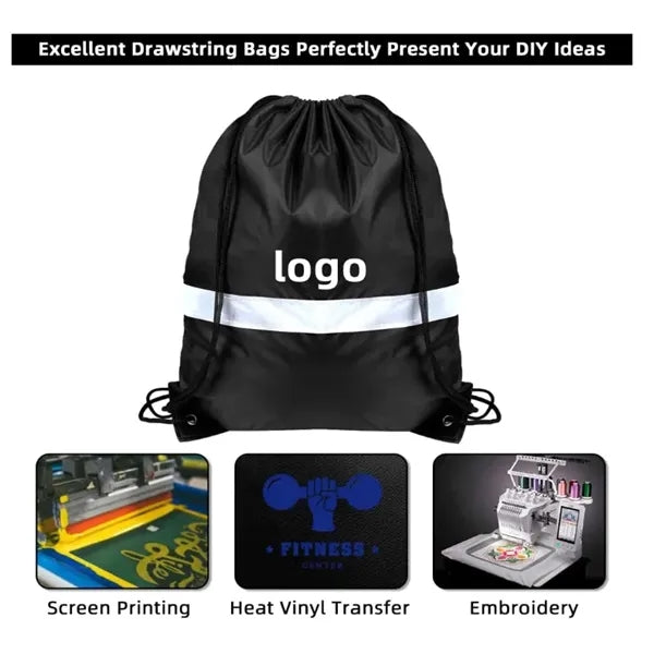 Reflective safety Drawstring Backpack